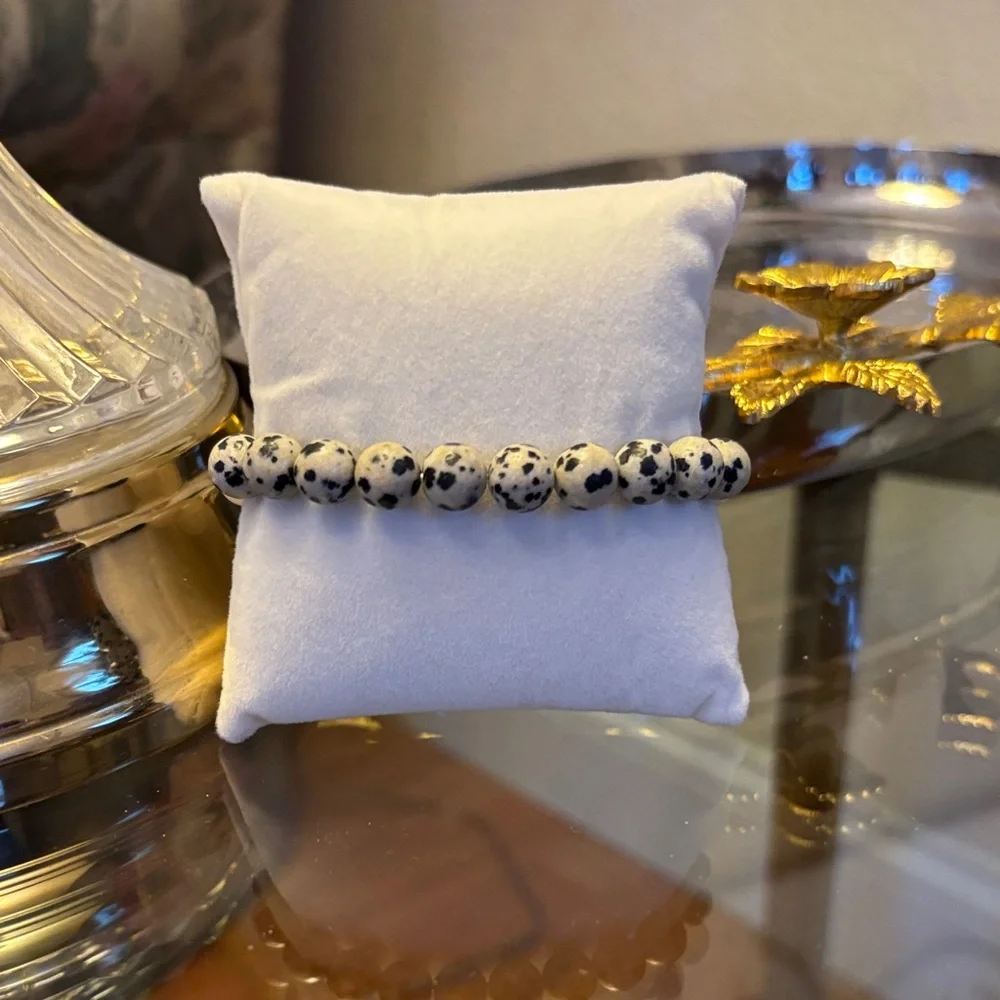 Dalmatian Jasper and Rose Quartz‎ Bracelet